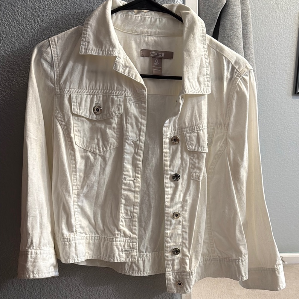 Chico's White Jean Jacket Classic Style